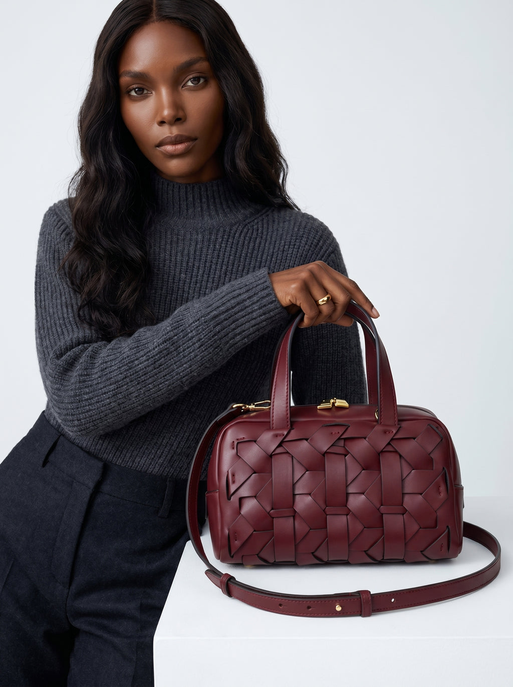 Cross Lanes Bag Full Grain Leather - Maroon